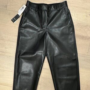 Aritzia Faux Leather - Black Cropped Command Pants